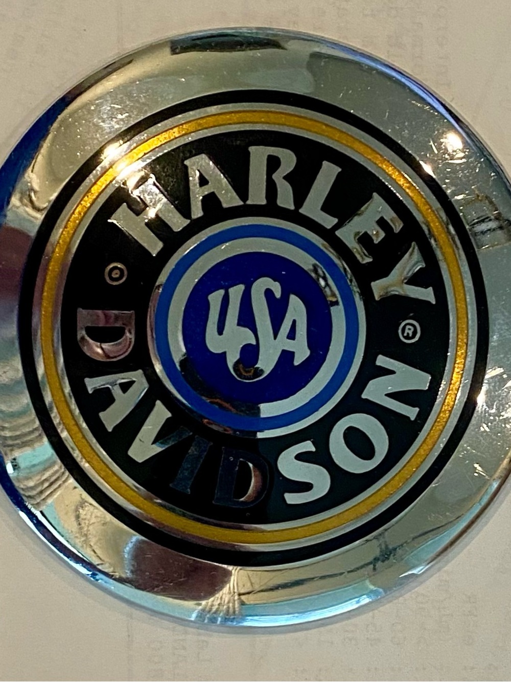 Harley-Davidson Black, Blue & Gold Metal Emblem Accent
